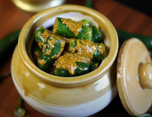 Green Chili Pickle | Spicy Green Chili Achar | Traditional Indian Pickle